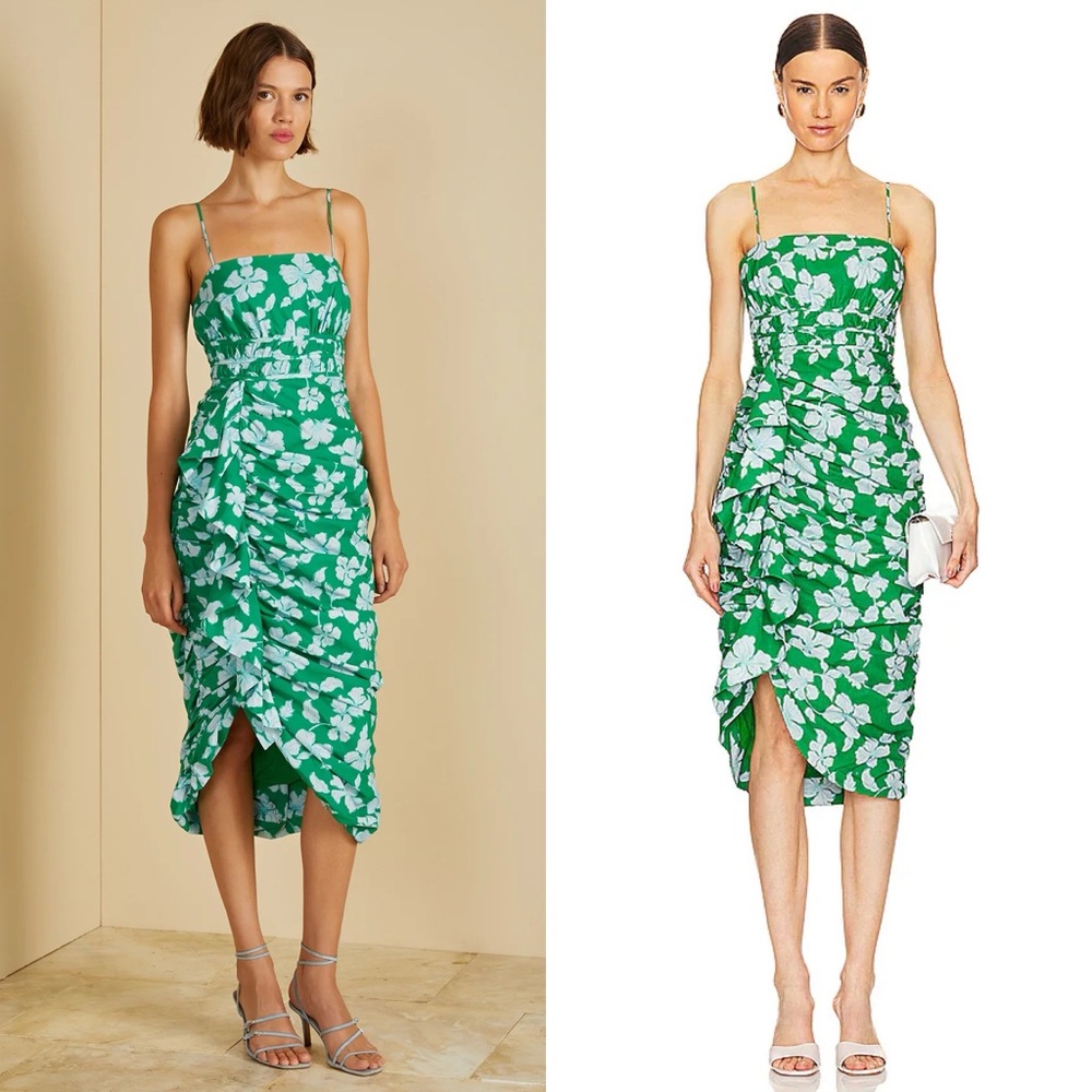 NWT Amur Olly Ruched Floral Midi Dress Revolve Shopbop